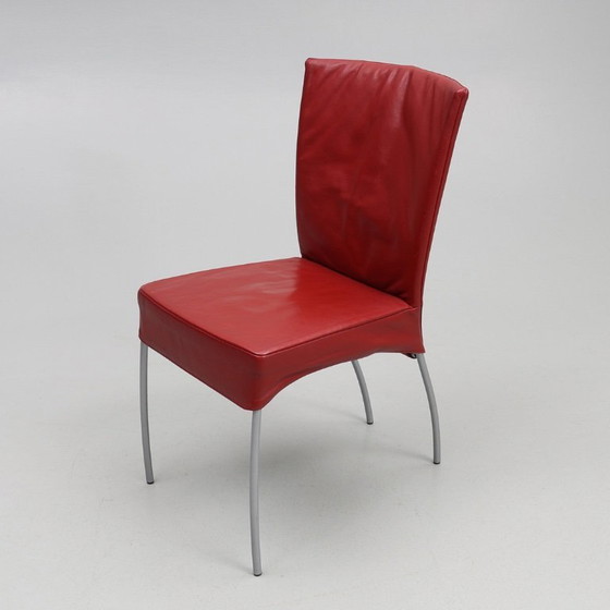 Image 1 of Set of four Spica chairs by Gijs Papavoine for Montis, in red leather with chromed metal frames, contemporary design