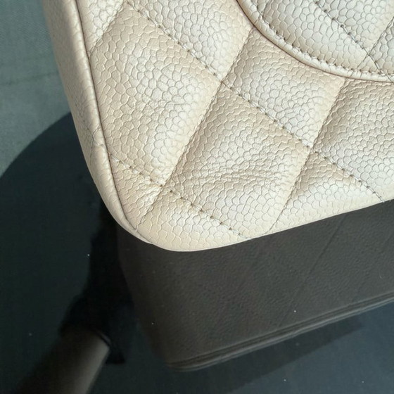 Image 1 of Chanel Classic Flap Jumbo - Caviar 30CM Single Flap Quilted Beige Silver Hardware Series 13