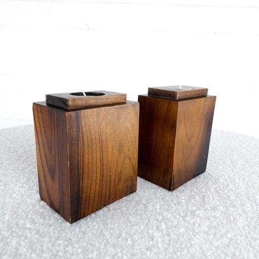 2 candelieri in legno art déco vintage anni '20/'30