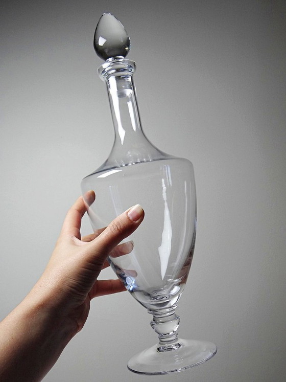 Image 1 of Grande carafe à décanter balustre vintage en cristal soufflé, années 1960