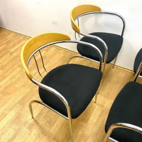 Image 1 of Retro eetkamerset, chroom buizenframe, jaren 70