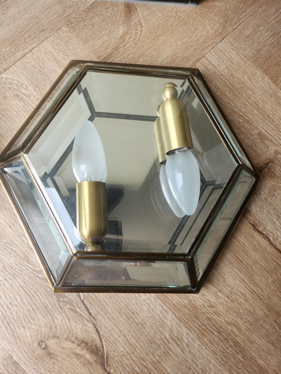 Image 1 of 2 lampade vintage sfaccettate in vetro colorato