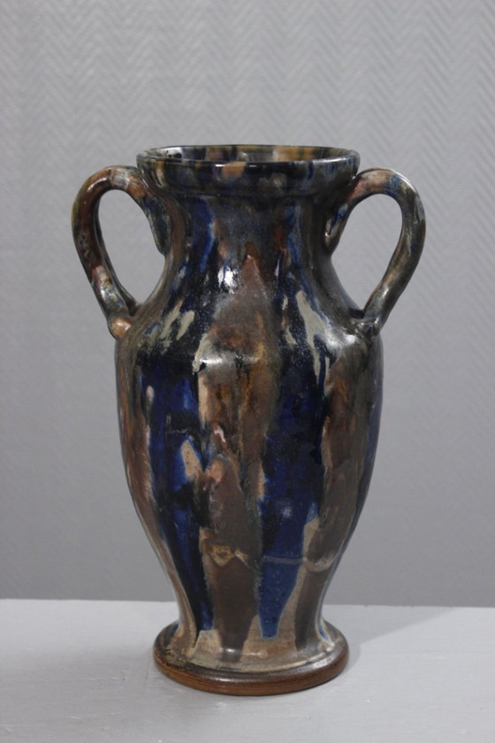 Image 1 of Amphora vase in art deco stoneware Poteries Renault Argent-sur-Sauldre (Cher) circa 1930