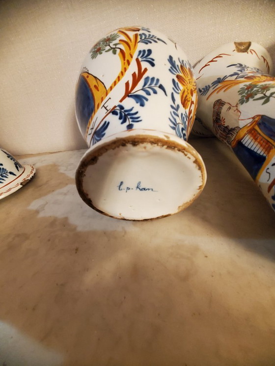 Image 1 of Delftware – Set of 5 signed pieces – 18th century (ref3953)