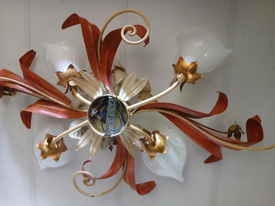 Image 1 of Paterno Franco - Lampada da parete, lampada da soffitto, fiore floreale nenuphar italy 95cm