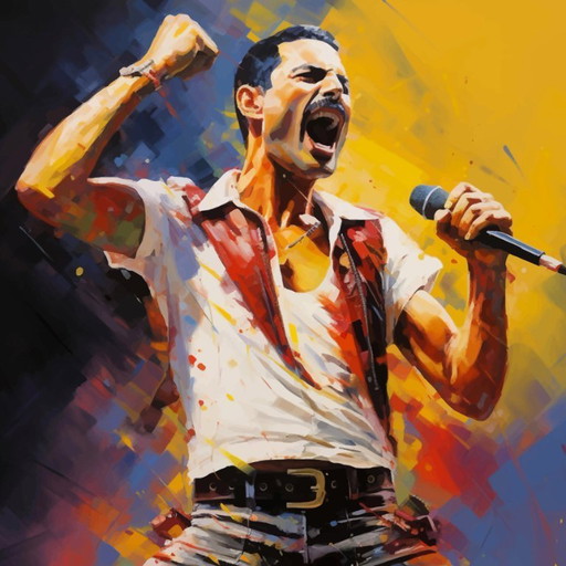 Alberto Ricardo - Freddie Mercury 3 - Artist's Lithograph – lithos zeefdrukken, Canvas