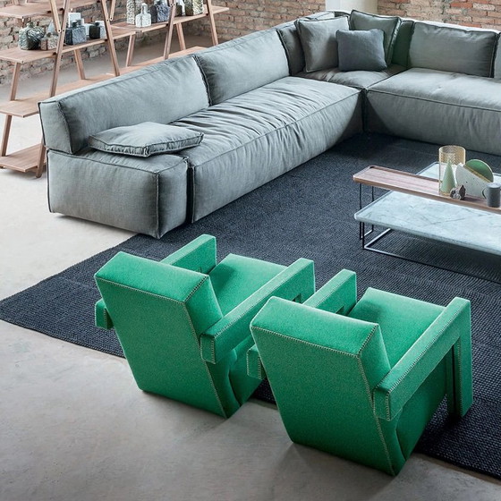 Fauteuil Utrecht (Cassina) - NEUF - Feutre de laine - Bleu cobalt - Lincoln 13L586, Surjet naturel – Wool (photo 3 of 5)