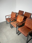 Ensemble de six fauteuils de salle à manger en cuir cognac