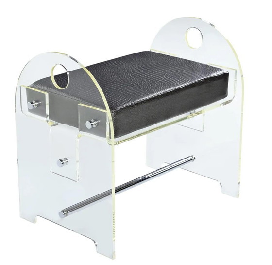 Image 1 of Lucite Eitelkeit Hocker Bank mit neuen Faux Schlangenhaut Polsterung