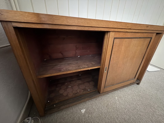 Vintage Wooden Sideboard With Sliding Doors (photo 3 of 5)