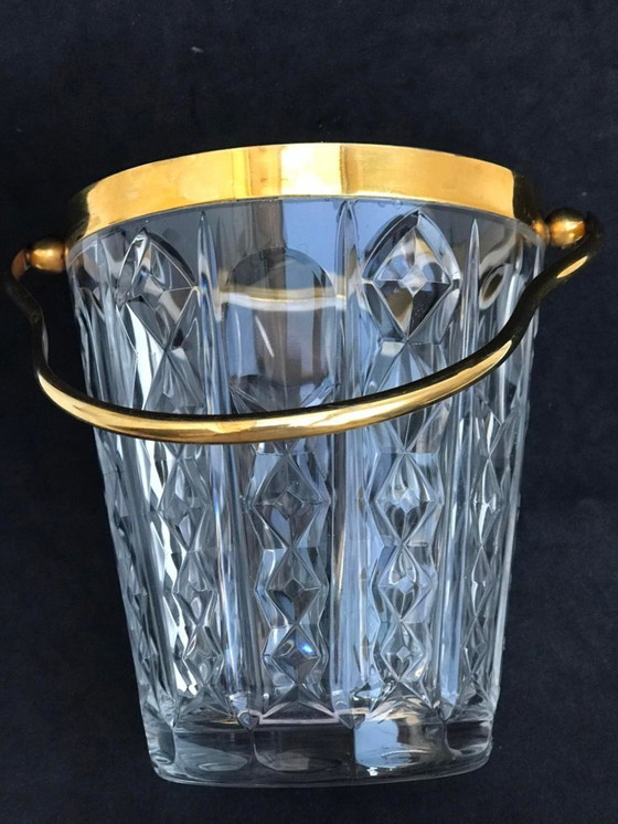 Image 1 of Cubitera de cristal y metal dorado Val Saint Lambert