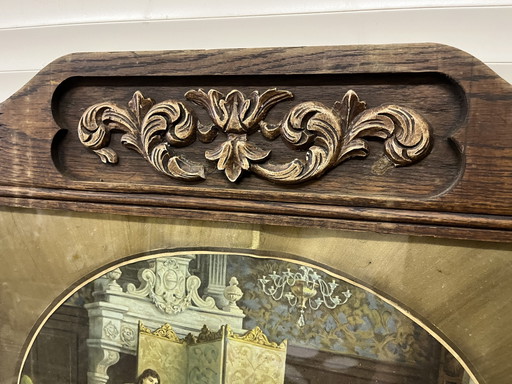 Antique mantel mirror with print - 71 x 140 cm – spiegels, Glass, Paper (photo 2 of 10)