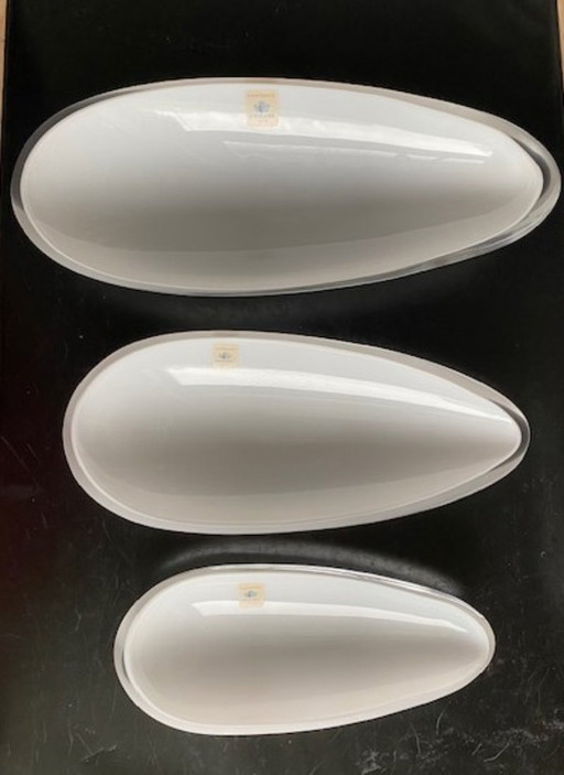 Zwiesel 1872 3 Okiu bowls Boehm design Mothers of pearl captured in crystal"