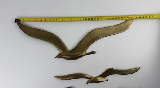Image 1 of 3 x vintage messing grote wandvogels vogelvlucht