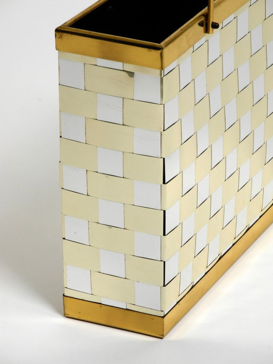 Image 1 of Stunning 1980s brass magazine rack in Hollywood Regency design