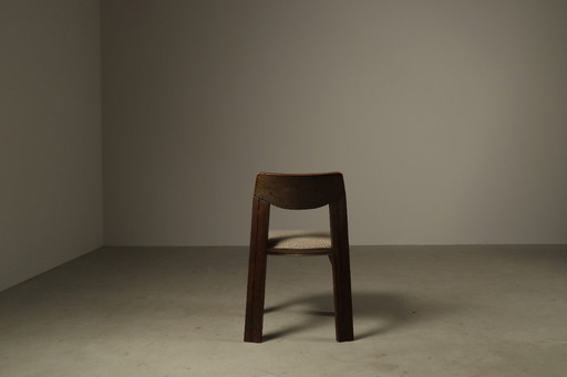 Brutalist Oak Dining Chairs, Netherlands, 1970s – Set of 6