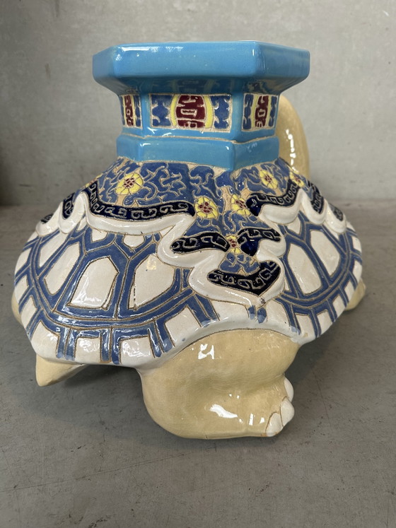 Image 1 of Vintage schildpad plantenstandaard - keramiek