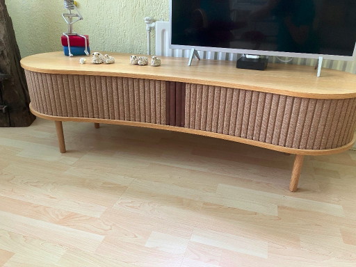 Designer-TV-Schrank aus Eiche mit Rollladen