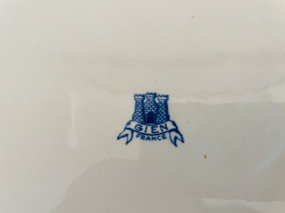 Image 1 of Plat à pâtisserie et pelles à gâteaux vintage en porcelaine de Gien, ensemble de 3