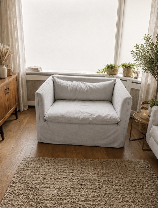 Divanetto Modalo in stile boho con rivestimento in lino sfoderabile. – loveseats, Canvas, Cotton (photo 2 of 6)