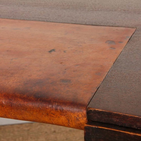 Image 1 of Art-Deco-Schreibtisch aus Eiche und Leder aus den 1930er Jahren