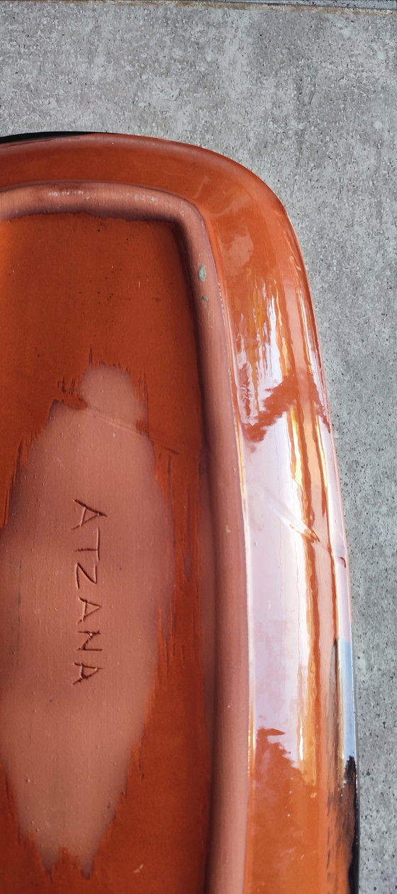 Image 1 of Plat allongé signé Thomas Buxó  atelier Atzana céramique moderniste 