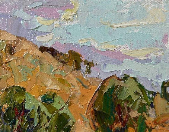 Image 1 of Original Oil Painting Summer Coastal Landscape High noon heat