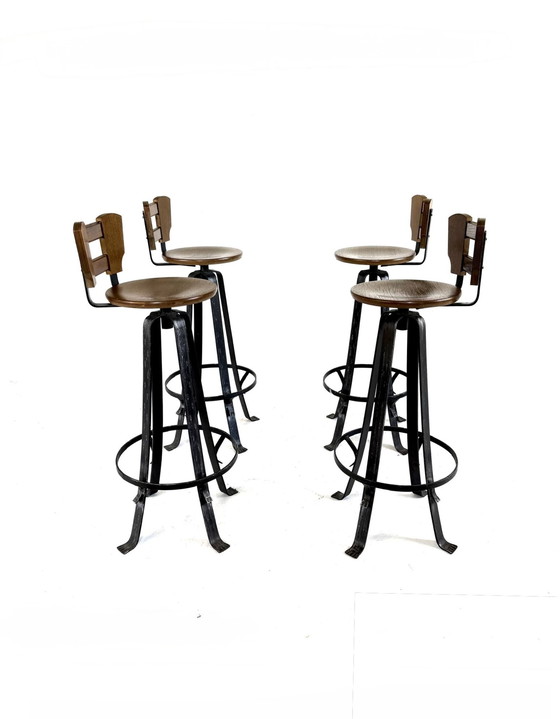 Image 1 of 4x Brutalistische barkruk, Duitsland ‘70