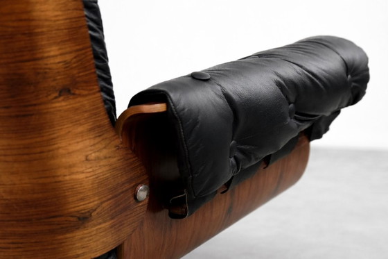 Image 1 of Vintage Mid-Century Modern Swiss Leather&Bentwood Lounge Chair by Martin Stoll for Giroflex, 1960s