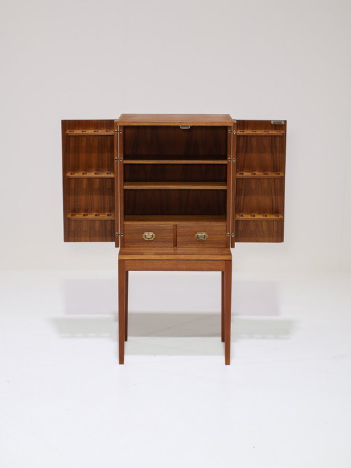 Mobile bar/pipe di Henning Korch in teak, danese, anni '60