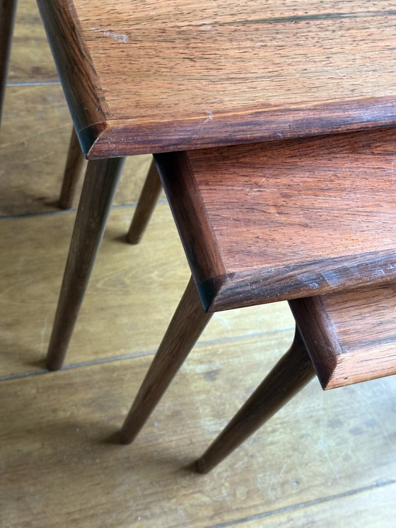 Image 1 of Juego de 3 mesas auxiliares 1960 palisandro danés