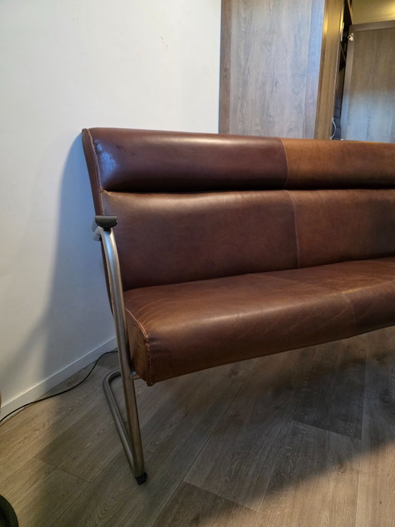 Image 1 of Leren Woonhoek | Bank + 2 Fauteuils | Bauhaus Stijl | €900