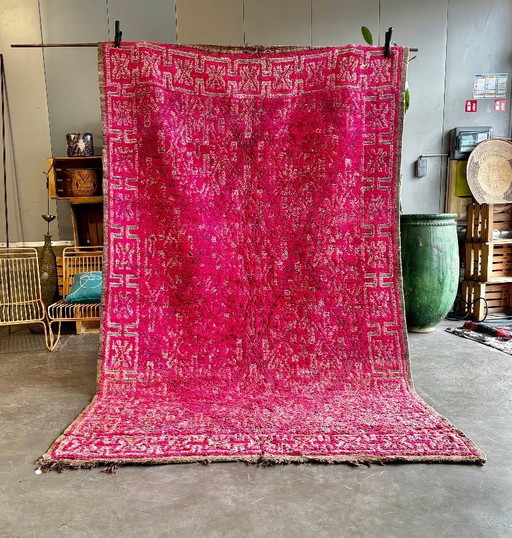 Pink Moroccan Boujad Rug 190x310 cm - Handwoven Wool Area Rug from Haouz- Boho Decor