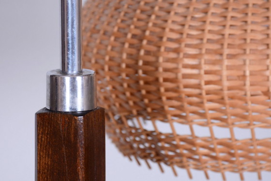 Restored Art Deco Floor Lamp, by J. Halabala for UP Závody, Walnut, Czech, 1930s – Floor lights, Wood, Chrome (photo 4 of 15)