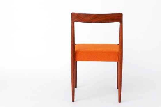Image 1 of 1 of 2 Vintage Lübke Rosewood Dining Chair, 1960s German Mid Century Chair, Restored Wooden Chair, Orange Upholstered Seat