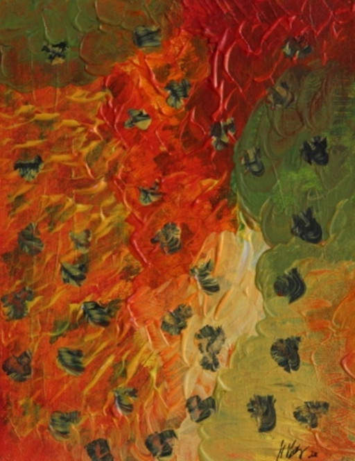 On the Run, acrylic painting on canvas, signed