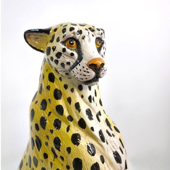 Image 1 of Terra Cotta Cheetah/luipaard beeld 60s Italiaans mid century