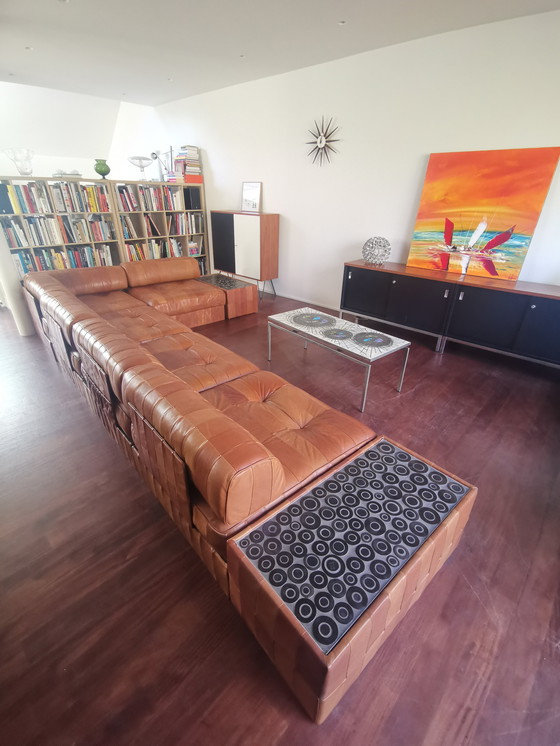 Image 1 of DE SEDE DS 88 modular sofa in cognac patchwork leather