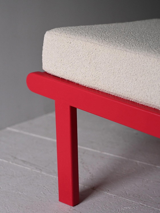 Image 1 of Paire de chaises longues scandinaves vintage, rouge cerise