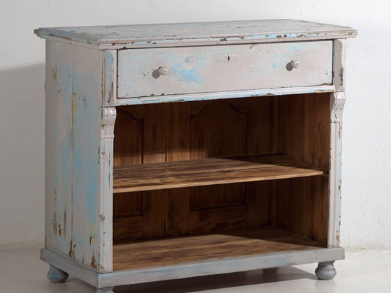 Antique blue patina shop counter (c.1940) #81 – Display cabinets (photo 2 of 40)