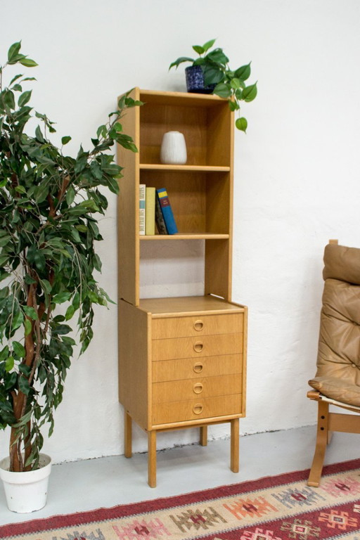 Vintage highboard bookcase chest of drawers oak