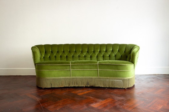 Image 1 of Green velvet vintage sofas