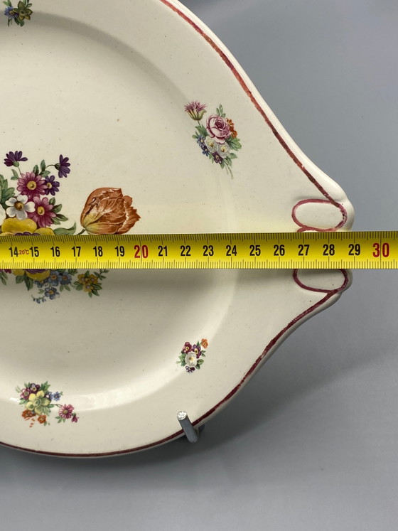 Piatto in terracotta con alette, decorazione floreale policroma, B. Charbonnier Salins – Oggetti decorativi (photo 4 of 4)