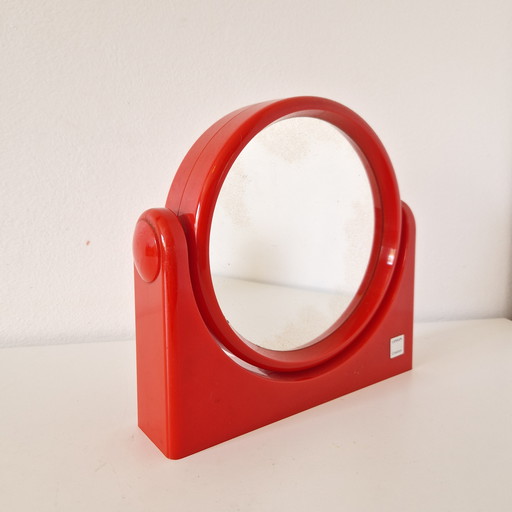 70s space age red bathroom mirror magnifying and normal