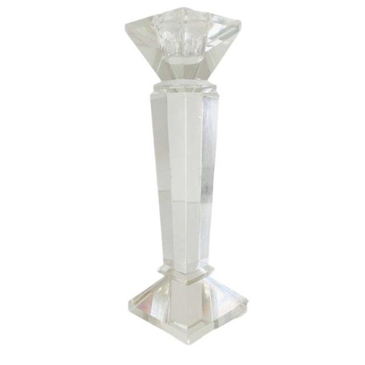 Vintage mid-century sleek candlestick crystal glass 1960s