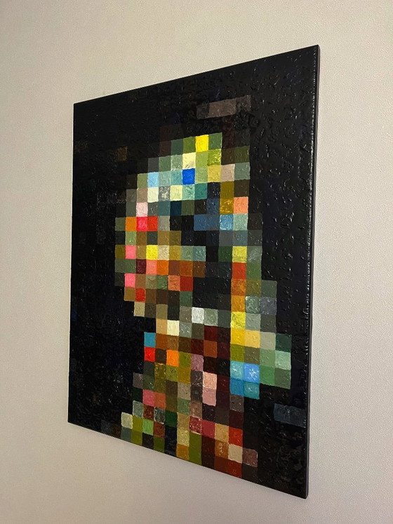 Image 1 of Pixelkunst: Meisje met een parel – Modern harsschilderij
