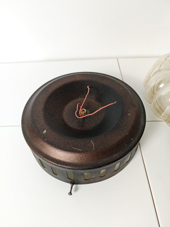 Vintage Amber Glass Ceiling Light – Mid-Century Modern Textured Flush Mount – Wall lights (photo 10 of 10)