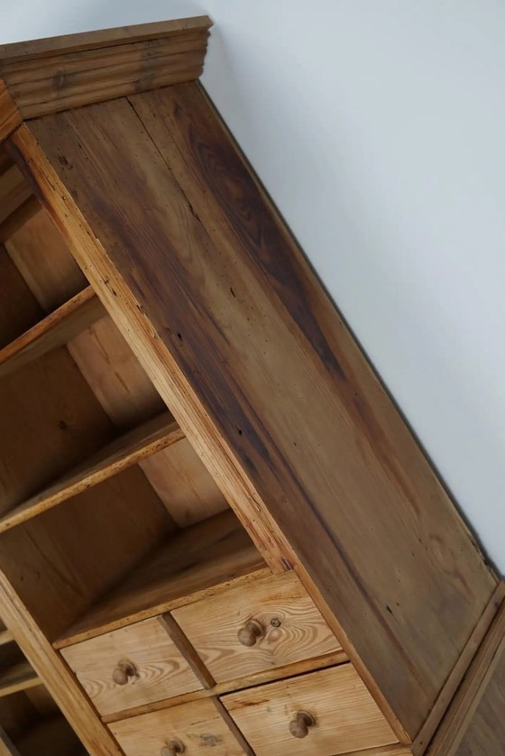 Image 1 of Large antique German apothecary cabinet / display cabinet in pine, early 20th century