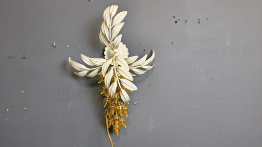 Vintage wandlamp met bloemenmotief van Hans Kögl, jaren 70.