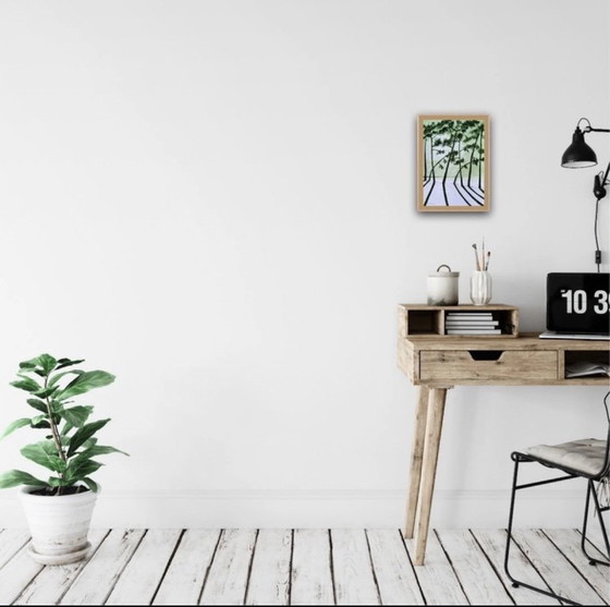 Image 1 of Encre vert olive sur papier blanc 250g.  30x21cm